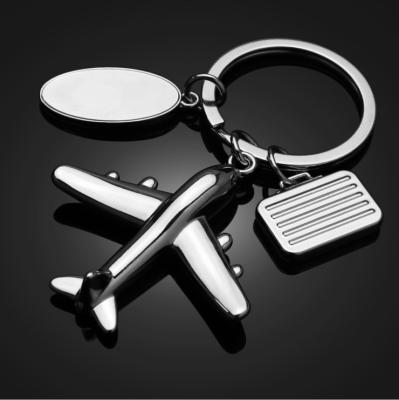 China Promotion Gift Silver Side Tail Airplane Double Side Logo Airplane Keychains Key Chain Aircraft Buckles Key Chain for sale