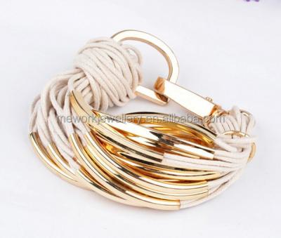 China Hot Selling Antioxidation Faux Rope Jewelry Gold Finish Braided Bracelet for sale