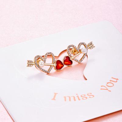 China Antioxidation Gift For Girlfriend Red Crystal Earrings Silver 925 Heart Earrings 925 Earrings 18K Sterling Gold for sale