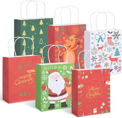 China Recyclable 24 Pcs Christmas Bags With Small Handles Christmas Gift Bags 6 Designs Gift Bags For Christmas Gifts for sale