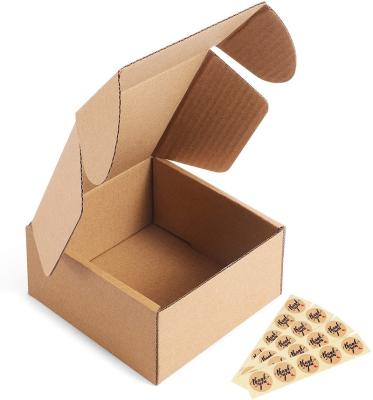 China 50 Pack Recyclable Corrugated Brown Cardboard Shipping Box Small Mailers To Ship With 50 Stickers for sale