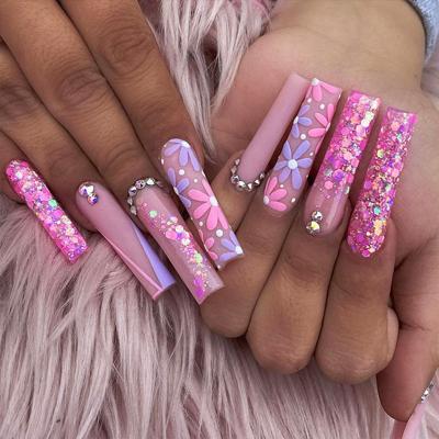 China Eco-Friendly ABS Glitter Poly Glitter Custom Colored Shiny Marble Gel Tip Glue Nail Glue Diamond Nails Hot Selling Fakenails Hot Selling Fake Nails Fake Nails for sale