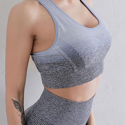 China Women Gym Fitness Gym Yoga Suit Breathable Back Bra Leggings High Support Cross Strap Padded Sports Bra With Custom Logo for sale