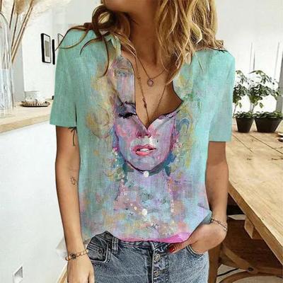 China Anti-pilling new abstract 3D printed shirt women's large size shirt women's personality short sleeve shirt for women for sale