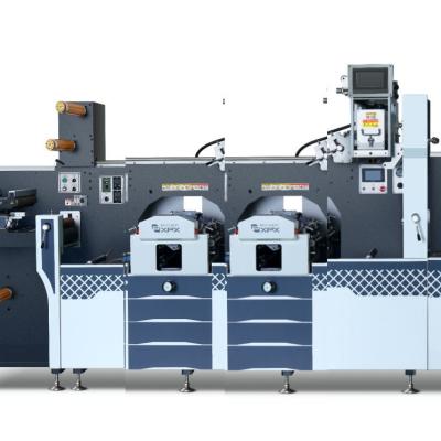 China MDC-360 plus vier Flexo-Stations-Rolle-zu-Rolle-Kaltstempel-Lamination und Flachbett- oder Drehmaschine zum Schneiden zu verkaufen