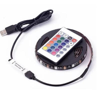 China USB Powered 1M RGB LED Backlight Flexible Remote Control Flexible Waterproof Light 24 Band Residential 5V SMD 5050 TV Light For TV Background Light for sale