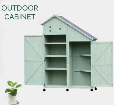 China Traditional Outdoor Waterproof Garden Storage Cabinet Tool Boxes And Storage Cabinets With Large Storage Space Double Cabinet Geometry Roof for sale