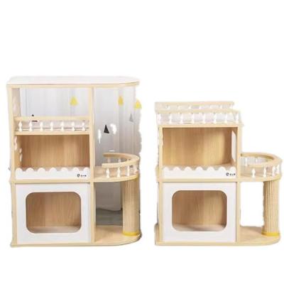 China Breathable Luxury Solid Wood Cat Climbing Frame And Custom House Pet Cat Cage for sale