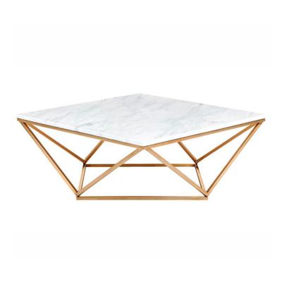 China (Other) Rose Gold Coffee Table With Adjustable White Marble Top for sale