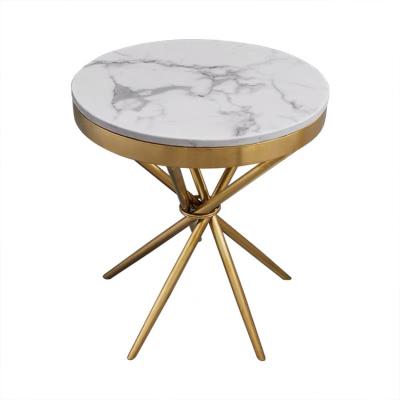 China Adjustable (Other) Other Modern Living Room Sofa Set Home Furniture Interior Decor Gold Round Center Marble Stainless Steel Coffee Table Side Stool for sale