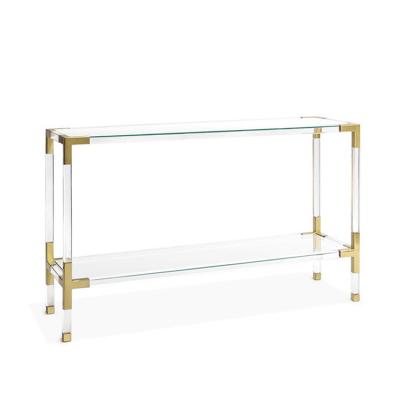 China Modern Design Living Room Corridor Corner Transparent Factory Custom Clear Acrylic Console Table for sale