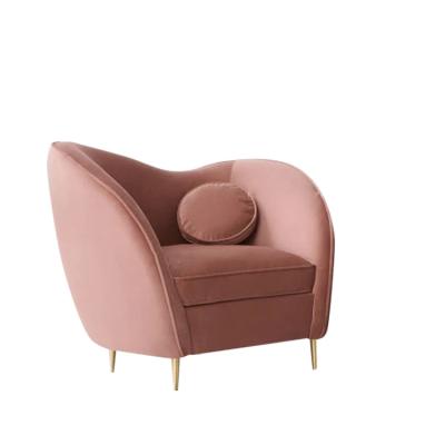 China Other European Simple Pink Velvet Fabric Sofa Loveseat Living Room Furniture Gold Stainless Steel Legs Sofa for sale