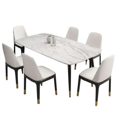 China (Other) Nordic Marble Dining Table Modern Minimalist Household Apartment Dining Table Table And Chair Combination Rice Small for sale