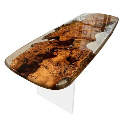 China Adjustable High End Special Walnut Design Solid Wood Slab (Other) Epoxy Resin Table Top for sale