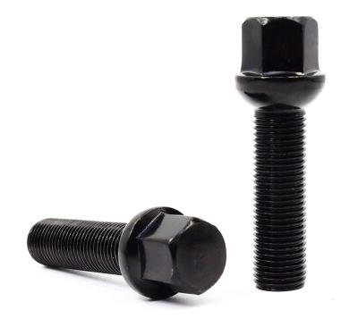 China SCM 435 Black Hex17/19 45mm Forged Steel Bolts 28mm Cone Seat Wheel Lug Bolts for sale