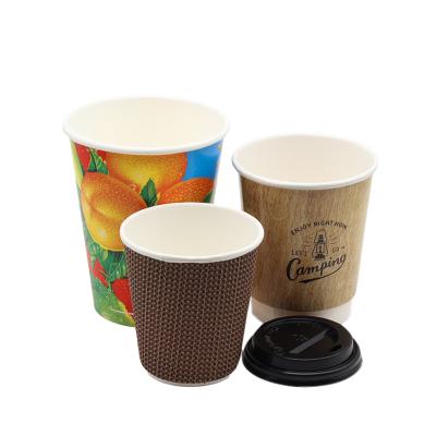 China Custom logo printed disposable paper cups for coffee tea packaging eco-friendly for sale