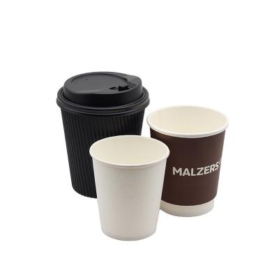 China yellow black customized double wall paper cups coffee for hot drinks for sale