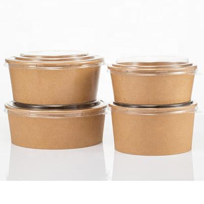 China Disposable take away kraft paper salad bowl with PET lid for sale