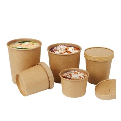 China Low Price Disposable Brown Kraft Paper Salad Bowl For Take Away for sale