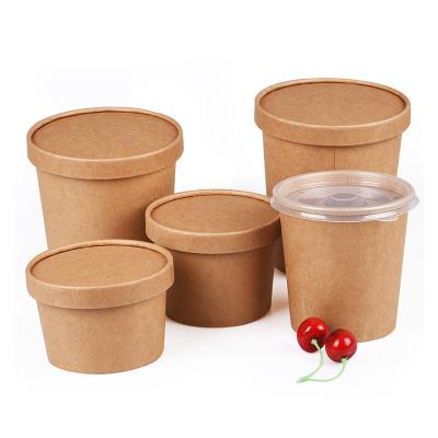 China High quality disposable paper bowl paper cup for hot food with flat transparent lid for sale