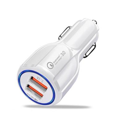 China Video Game Player Quick Charge 3.0 Car Charger For Mobile Phone Mini Usb Dual Car Charger QC 3.0 Fast Charging Dual Usb Car Charger Adapter for sale