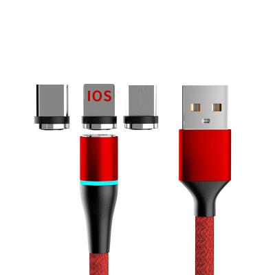 China 3A Fast Charging 360Degree Rotating Type C Magnetic Charging Cable Micro Usb Nylon Braided Magnetic Usb Fast Charging Cable for sale