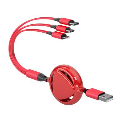 China Fast Charging Speed ​​Universal Retractable Cable Charging Cable 3 In 1 For Mobile Phone for sale