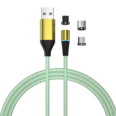 China Wholesale Mobile Phone 3 in 1 Magnetic USB Cable 3A Fast Charging 360 Degree Rotation Magnetic Data Transfer Charging Cable for sale