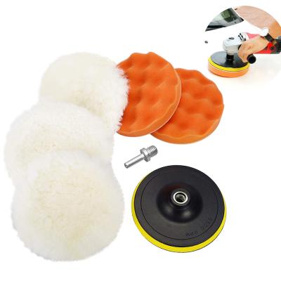 China Car Body 7pcs 6 Inch Polish Protector Kit With Buffing Wheel For Drill, Sponge And Wool Polish Protector Set For Car Wash Cleaner Waxin for sale