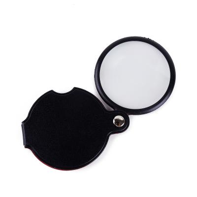 China Protect Eyes Child 40X Leather Jacket Glass Folding Magnifier Glass 40x Adult Glass Magnifier Reading for sale