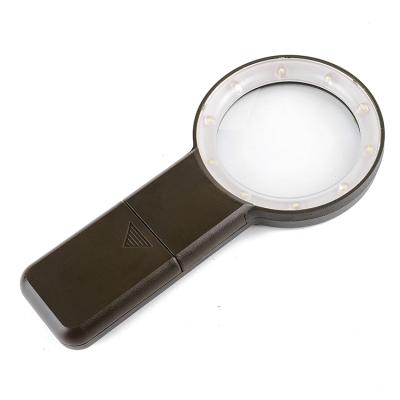 China Protect Eyes Military Light 6x 10LED Optical Handheld Logo Branded Magnifier Plastic Light Lens for sale