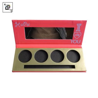 China Handmade Trend 4Color Eyeshadow Packaging Refillable Cosmetic Palette Custom Glitter Waterproof Eye for sale