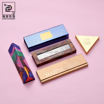 China Various Originality Handmade Triangle Cosmetic Colors Box Gold Stamping To Foil Shiny Layering Makeup Eyeshadow Palette for sale