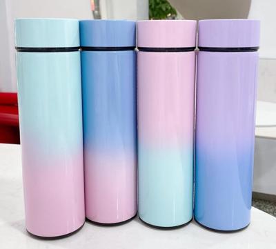 China Disposable Thermos Water Bottle Custom Smart Wall Insulated Double Vacuum Flask With Led Temperature Display for sale