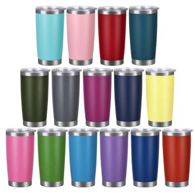 China Wholesale Disposable Regular Vacuum Insulated Coffee 20oz Coffee Travel Mug Car Tumbler Double Wall Powder Coated Stainless Steel Tumblers for sale