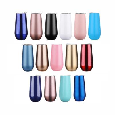 China Rose Gold Stemless Wine Tumbler Disposable Personalized Champagne Tumbler Stainless Steel Wine Coffee Cup Insulated Champagne Flutes for sale