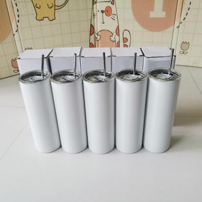 China Disposable White Empty Sublimation 20oz Stainless Steel Lean Wine Double Wall Tumblers Masks Straight Tumblers 20oz With Straws for sale