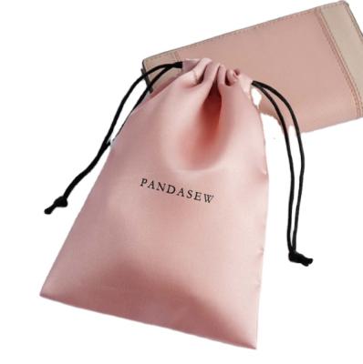 China 100% Gold Newest Design Eco-friendly Satin Pouch Eco-friendly Drawstring Bags 100% Silk Pouches For Hair for sale