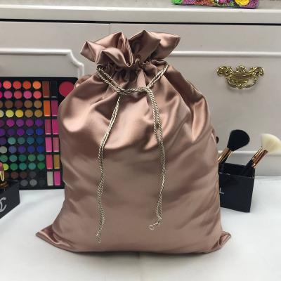 China Hair Silk Bags , Recyclable Custom Logo Satin Hair Extension Bags for sale