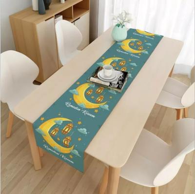 China Minimalist Eid Mubarak Table Runner Shining Moon Stars Ramadan Kareem Tablecloth Table Runner Decoration Muslim Eid Mubarak 2022 for sale