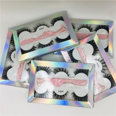 China Wholesale Natural Long 3 Pairs False Eyelashes With Tweezers Multilayer Thickening False 3d Mink Eyelashes for sale