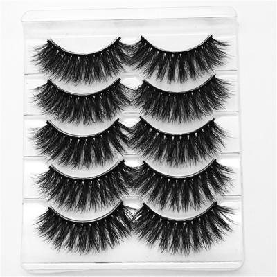 China Hot Selling 5 Pairs Natural Customized Wholesale 3D False Mink Eyelashes Long Set Exaggerated Fluffy Eyelashes for sale