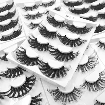 China 5d 3d False Mink Eyelashes 25mm Long Real Fluffy Eyelashes Wholesale Natural Fake Mink for sale