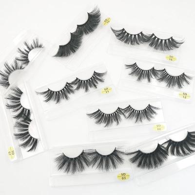 China Wholesale 5D Long False Mink Eyelashes Thick Exaggerated Eyelashes Natural Cross False Eyelashes 25MM Long for sale