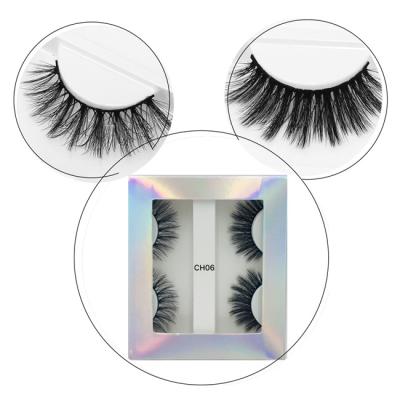 China Natural Wholesale Custom Long Pack 2 Pairs 3D Mink Eyelashes Fake Vendor Faux Private Label Lashes for sale