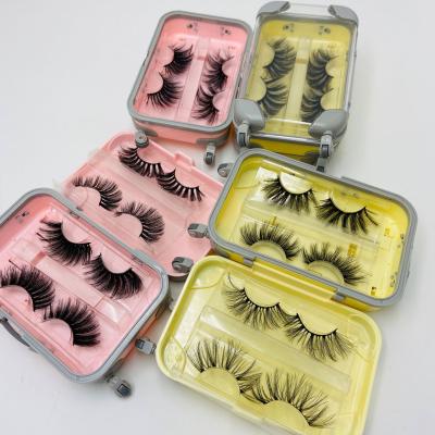 China Wholesale Private Label Natural Long Faux Mink Lashes Luxury Eyelash Box Pull Rod Eyelash Packaging Box for sale