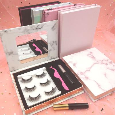 China Wholesale Natural False Long Mink Magnetic Eyelashes With Eyeliner In Mix Lashes Bundle14 wick 4 eyeliner 1 tweezers for sale