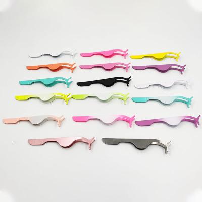 China Durable Wholesale High Quality Multi Color Eyelash Stainless Steel False Eyelash Forceps Wizard Curved Mouth for sale