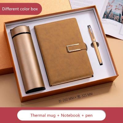 China Financial Institutions 2023 Annual Luxury Thermos Pen Promotion Business Set Kit PU Cover Notebook Vacuum Flask High Quality Corporate Gift for sale