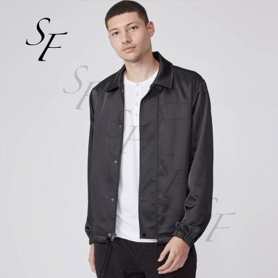 China Fashion New Satin Reversible Casual Semi-Matte Soft Multi Pocket Lapel Long Sleeve Plus Size Color Mens Jackets Coats for sale